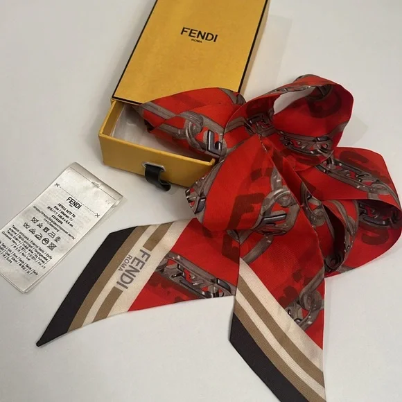 FENDI Tulle Mini Scarf Wrappy For bag, Hair accessory, Scarf